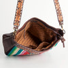 ADBGA182 American Darling Western Tooled Leather Serape Pattern Crossbody Shoulder Bag
