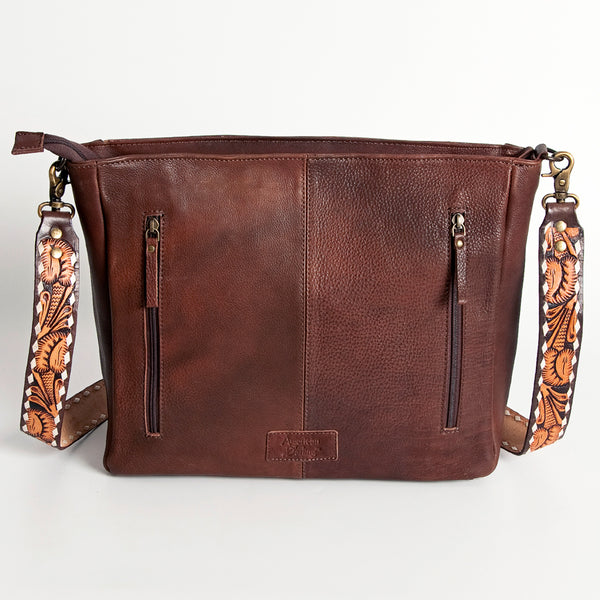 ADBGA182 American Darling Western Tooled Leather Serape Pattern Crossbody Shoulder Bag