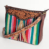 ADBGA182 American Darling Western Tooled Leather Serape Pattern Crossbody Shoulder Bag