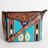 ADBGA183 American Darling Floral Tooled Leather Turquoise Serape Crossbody Bag