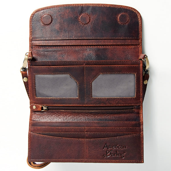 ADBGM102 Western Floral Tooled Leather Crossbody - Boho Rodeo Clutch