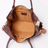 LC-ADBGZ400 Cowhide Tote Bag with Tooled Leather Accents - Western Handcrafted Shoulder & Crossbody Bag