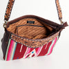 ADBGA184 American Darling Floral Tooled Leather and Maroon Serape Crossbody Purse