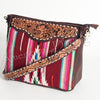 ADBGA184 American Darling Floral Tooled Leather and Maroon Serape Crossbody Purse