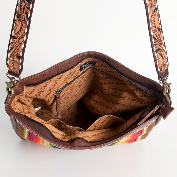 ADBGA186 American Darling Hand Tooled Leather Saddle Blanket Cross body Bag Women