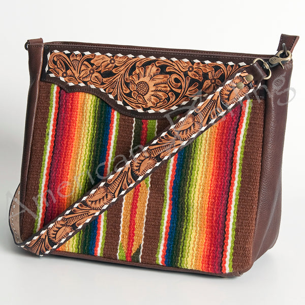 ADBGA186 American Darling Hand Tooled Leather Saddle Blanket Cross body Bag Women