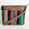 ADBGA187 American Darling Hand Tooled Leather Saddle Blanket Large Cross body Bag