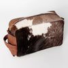 LC-ADBGZ297A Cowhide Leather Toiletry Bag - Natural Brown & White