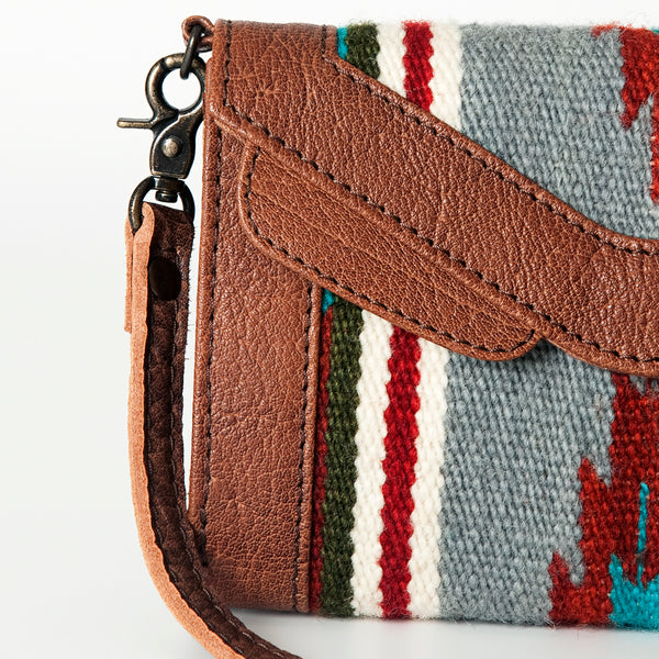 ADBG716 American Darling Western Leather Envelope Bag Hand Woven Saddle Blanket Crossbody