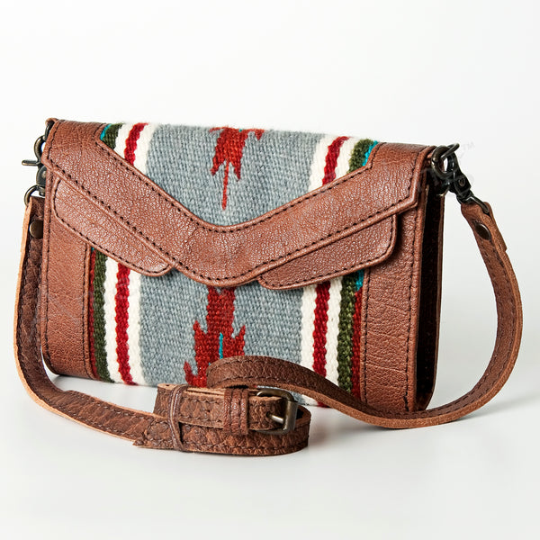 ADBG716 American Darling Western Leather Envelope Bag Hand Woven Saddle Blanket Crossbody