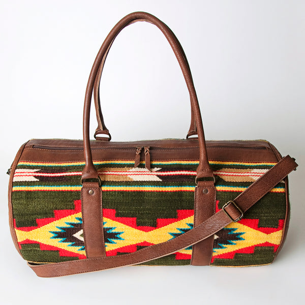 ADBG717 American Darling Western Duffel Bag Hand Woven Saddle Blanket Leather Travel Bag