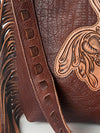 ADBG719 American Darling Hand Tooled Leather Large Cross body Bag Western Fringed Handbag