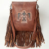 ADBG719 American Darling Hand Tooled Leather Large Cross body Bag Western Fringed Handbag