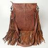 ADBG719 American Darling Hand Tooled Leather Large Cross body Bag Western Fringed Handbag