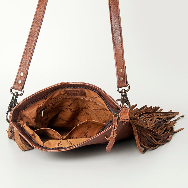 ADBG719 American Darling Hand Tooled Leather Large Cross body Bag Western Fringed Handbag