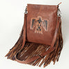 ADBG719 American Darling Hand Tooled Leather Large Cross body Bag Western Fringed Handbag