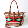 ADBG723 American Darling Western Leather Tote Bag Hand Woven Saddle Blanket Shoulder Bag