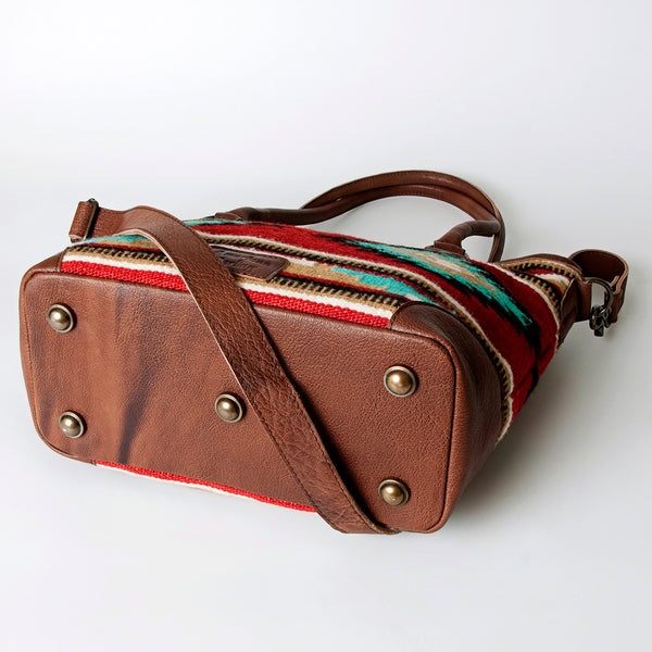 ADBG723 American Darling Western Leather Tote Bag Hand Woven Saddle Blanket Shoulder Bag