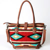 ADBG723 American Darling Western Leather Tote Bag Hand Woven Saddle Blanket Shoulder Bag