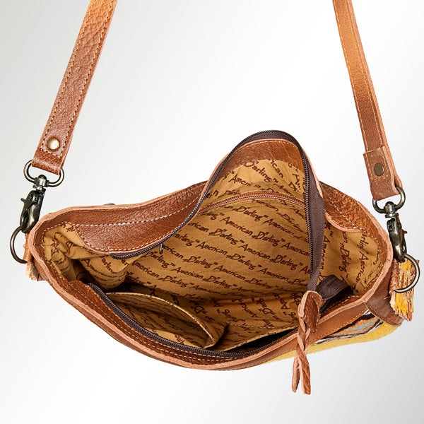 ADBG726 American Darling Hand Tooled Floral Crossbody Bag Hand Woven Saddle Blanket Western Purse