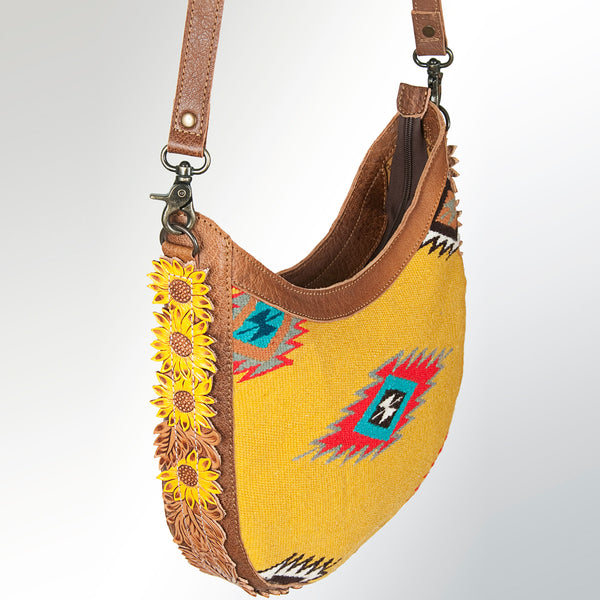 ADBG726 American Darling Hand Tooled Floral Crossbody Bag Hand Woven Saddle Blanket Western Purse