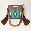 LC-ADBGS146 Southwestern Crossbody Bag - Hand-Tooled Leather & Wool Blend