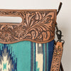 LC-ADBGS146 Southwestern Crossbody Bag - Hand-Tooled Leather & Wool Blend