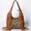 ADBGI112 Sage Western Hobo Bag - Genuine Leather with Tan Hair-On Hide & Tooled Strap