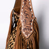 ADBGI112 Sage Western Hobo Bag - Genuine Leather with Tan Hair-On Hide & Tooled Strap