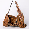 ADBGI112 Sage Western Hobo Bag - Genuine Leather with Tan Hair-On Hide & Tooled Strap
