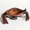 ADBGA188 American Darling Southwestern Wool & Leather Fringe Crossbody Bag with Hand-Tooled Flap