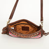 ADBGA188 American Darling Southwestern Wool & Leather Fringe Crossbody Bag with Hand-Tooled Flap