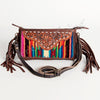 ADBGA188 American Darling Southwestern Wool & Leather Fringe Crossbody Bag with Hand-Tooled Flap