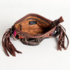 ADBGA188 American Darling Southwestern Wool & Leather Fringe Crossbody Bag with Hand-Tooled Flap