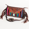 ADBGA188 American Darling Southwestern Wool & Leather Fringe Crossbody Bag with Hand-Tooled Flap