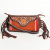 ADBGA188 American Darling Southwestern Wool & Leather Fringe Crossbody Bag with Hand-Tooled Flap