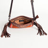 ADBGA188 American Darling Southwestern Wool & Leather Fringe Crossbody Bag with Hand-Tooled Flap