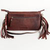ADBGA188 American Darling Southwestern Wool & Leather Fringe Crossbody Bag with Hand-Tooled Flap