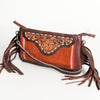 ADBGA188 American Darling Southwestern Wool & Leather Fringe Crossbody Bag with Hand-Tooled Flap