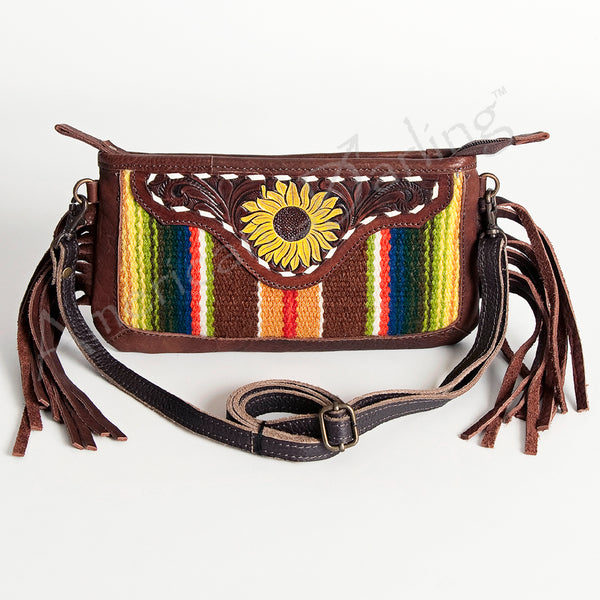 ADBGA189 American Darling Hand Tooled Leather Saddle Blanket Small Cross body Bag