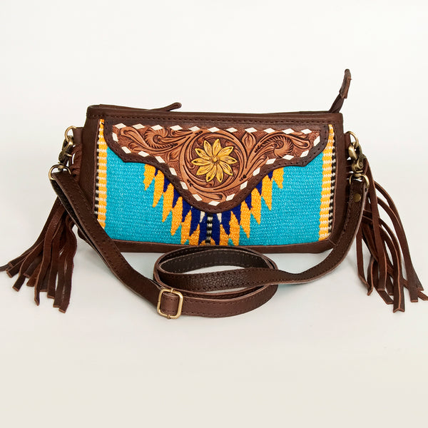 ADBGA189 American Darling Hand Tooled Leather Saddle Blanket Small Cross body Bag