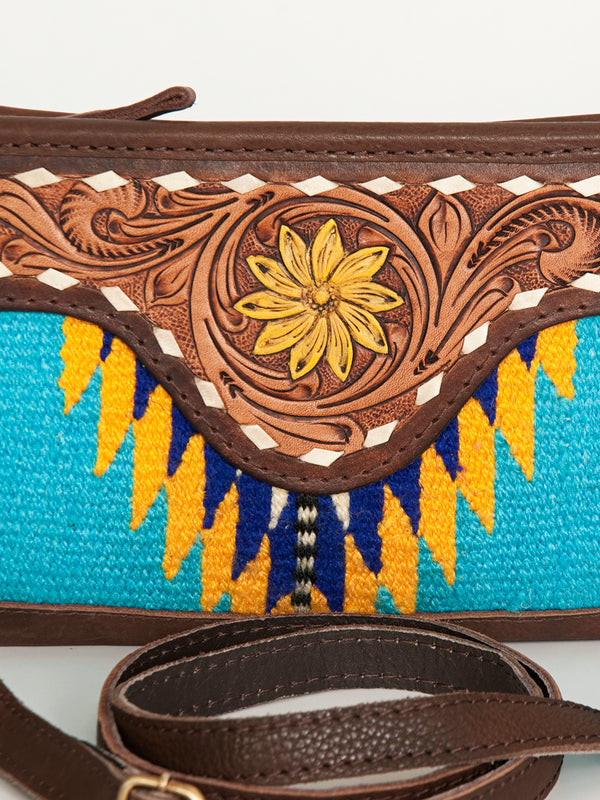ADBGA189 American Darling Hand Tooled Leather Saddle Blanket Small Cross body Bag
