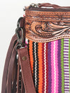 LC-ADBGZ184 Southwestern Wool Crossbody Bag with Tooled Leather & Fringe - Western Fringe Purse