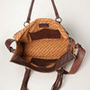 LC-ADBGZ200A Leopard Print Cowhide & Tooled Leather Tote Bag - Western Fringe Handbag with Shoulder Strap