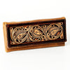 LC-ADBGZ404B Hand-Tooled Two-Tone Leather Women Wallet - Western Floral Design