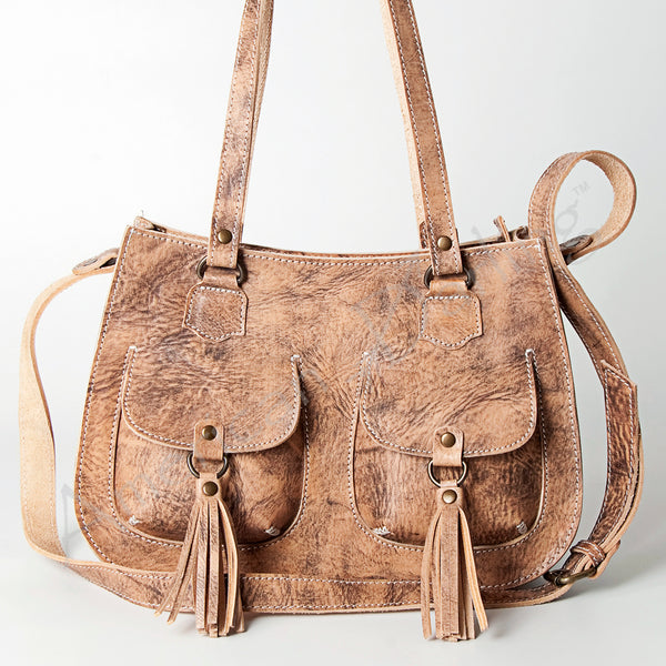 ADBG746 American Darling Western Leather Tote Bag Premium Handcrafted Tassel Purse