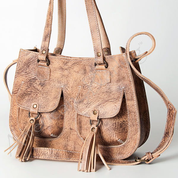 ADBG746 American Darling Western Leather Tote Bag Premium Handcrafted Tassel Purse