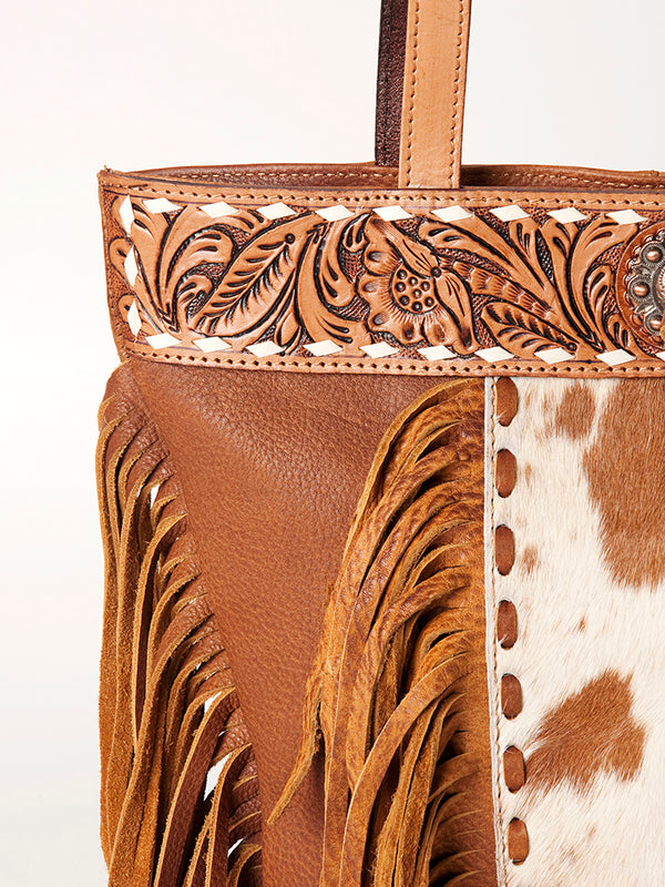 ADBGA190 American Darling Hand Tooled Leather Hair-On Cowhide Tote Bag