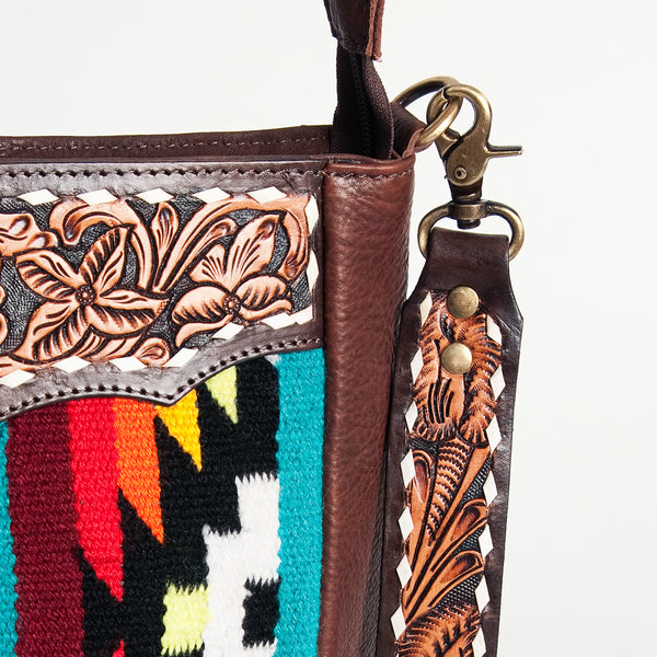 ADBGA201 American Darling Hand Tooled Saddle Blanket Genuine Leather Messenger Bag