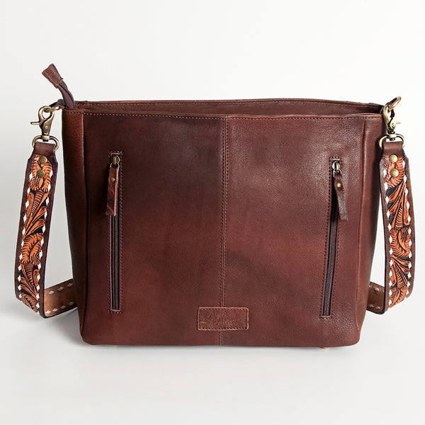 ADBGA201 American Darling Hand Tooled Saddle Blanket Genuine Leather Messenger Bag